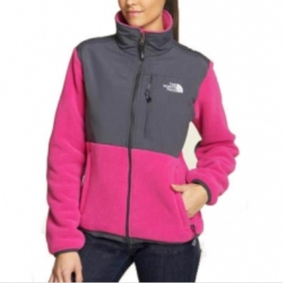 The North Face Denali Glacier fleece fuchsia gray full zip jacket S